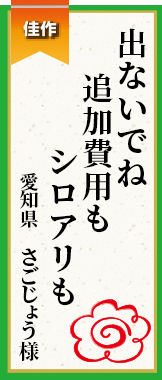 出ないでね追加費用もシロアリも 愛知県 さごじょう様