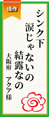 シンク下涙じゃないの結露なの 大阪府 アクア様