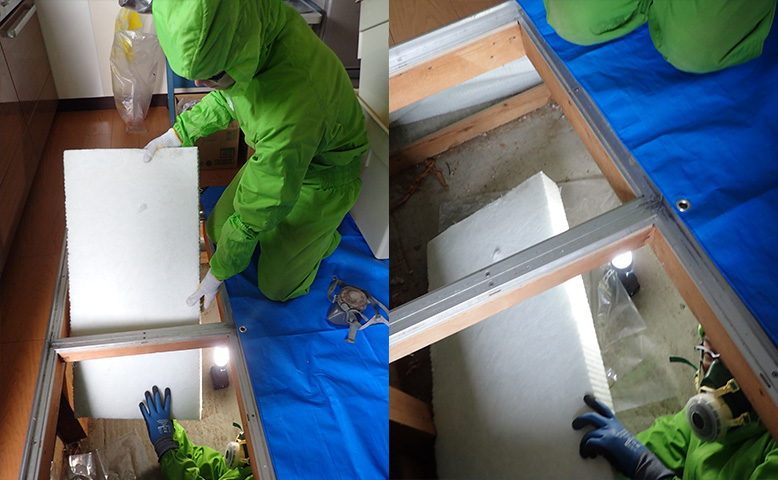 断熱材を床下へ持ち込む