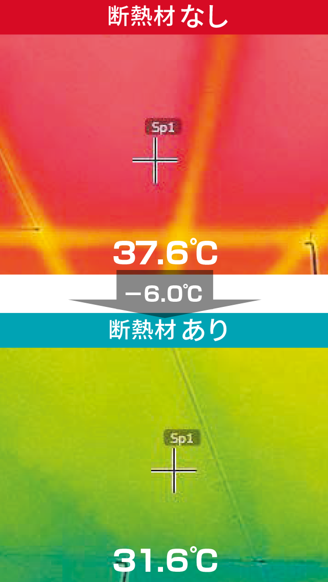 断熱材の表面温度比較画像