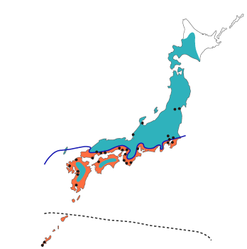 「日本のシロアリ分布図」