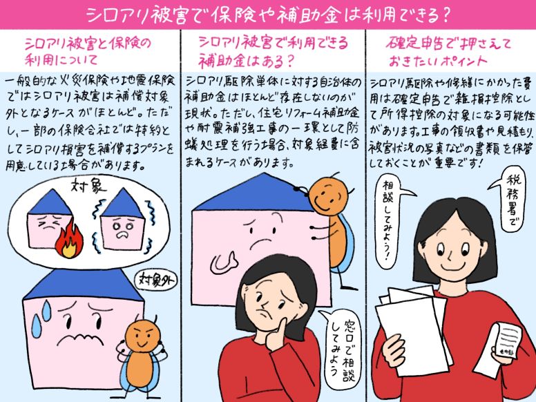 シロアリ被害で保険や補助金は利用できる？