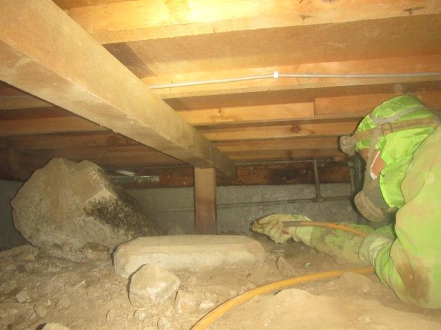 シロアリ駆除業者による土壌処理の様子